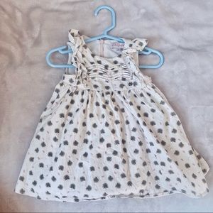 Soft pink dress with gray gold and pink floral details